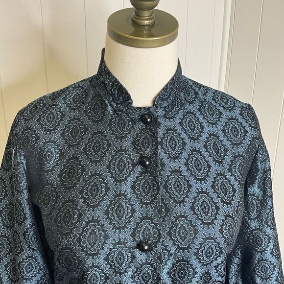 Vintage Women’s Small Japanese Kimono Style Button Down Blouse Top Puff Sleeve - Picture 2 of 12